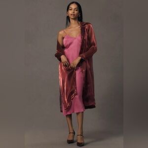 NWT Anthropologie Femme Sheer‎ Trench Coat Raspberry size Small